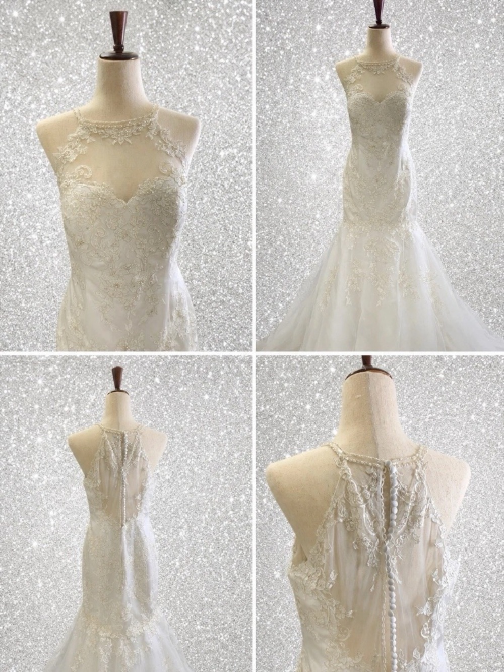 Jewel by David's Bridal Mermaid Lace  Wedding Dress 14 WG3735 $1,378 NWT